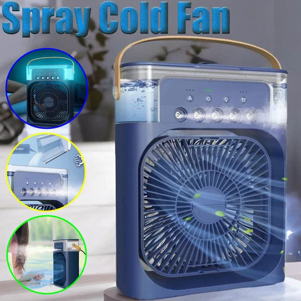 (FREE HOME DELIVERY) Portable Air Conditioner Fan With 3 Wind Speeds, Humidifier With LED Night Light Water Mist Fans