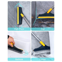 2 In 1 Floor Scrub Brush with Window Squeegee 120 Degrees Rotatable Long Handle